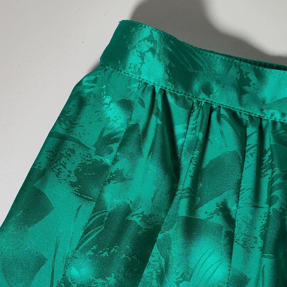 Vintage Neiman Marcus 100% silk emerald green skirt‎ set 6